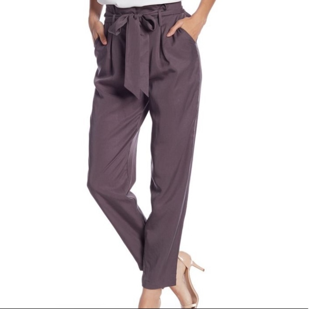 Socialite High Waist Paper Bag Gray Pants